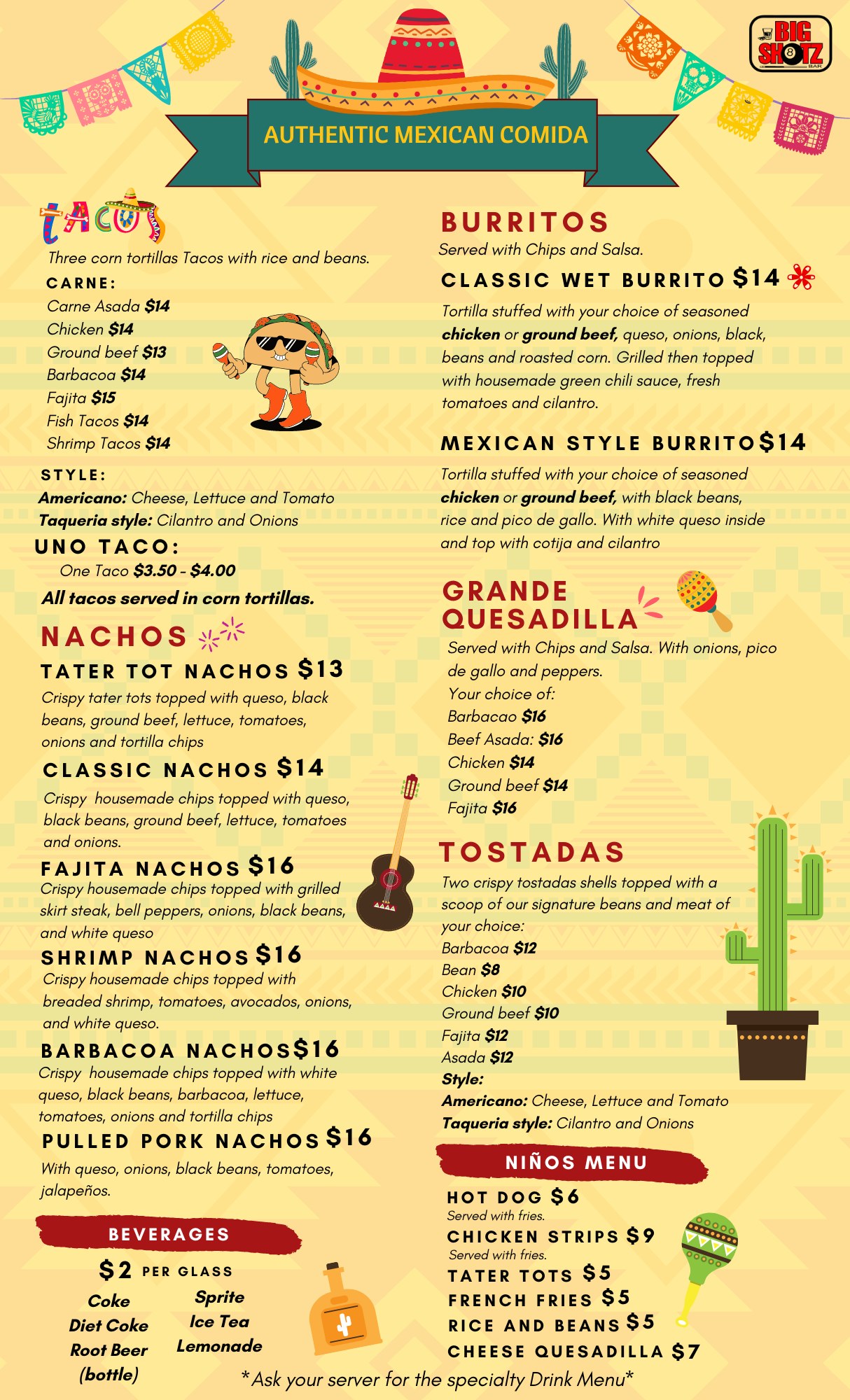 Danny'z Rothbury Tavern Menu