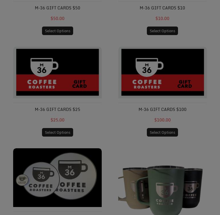 M-36 Coffee Roasters Menu