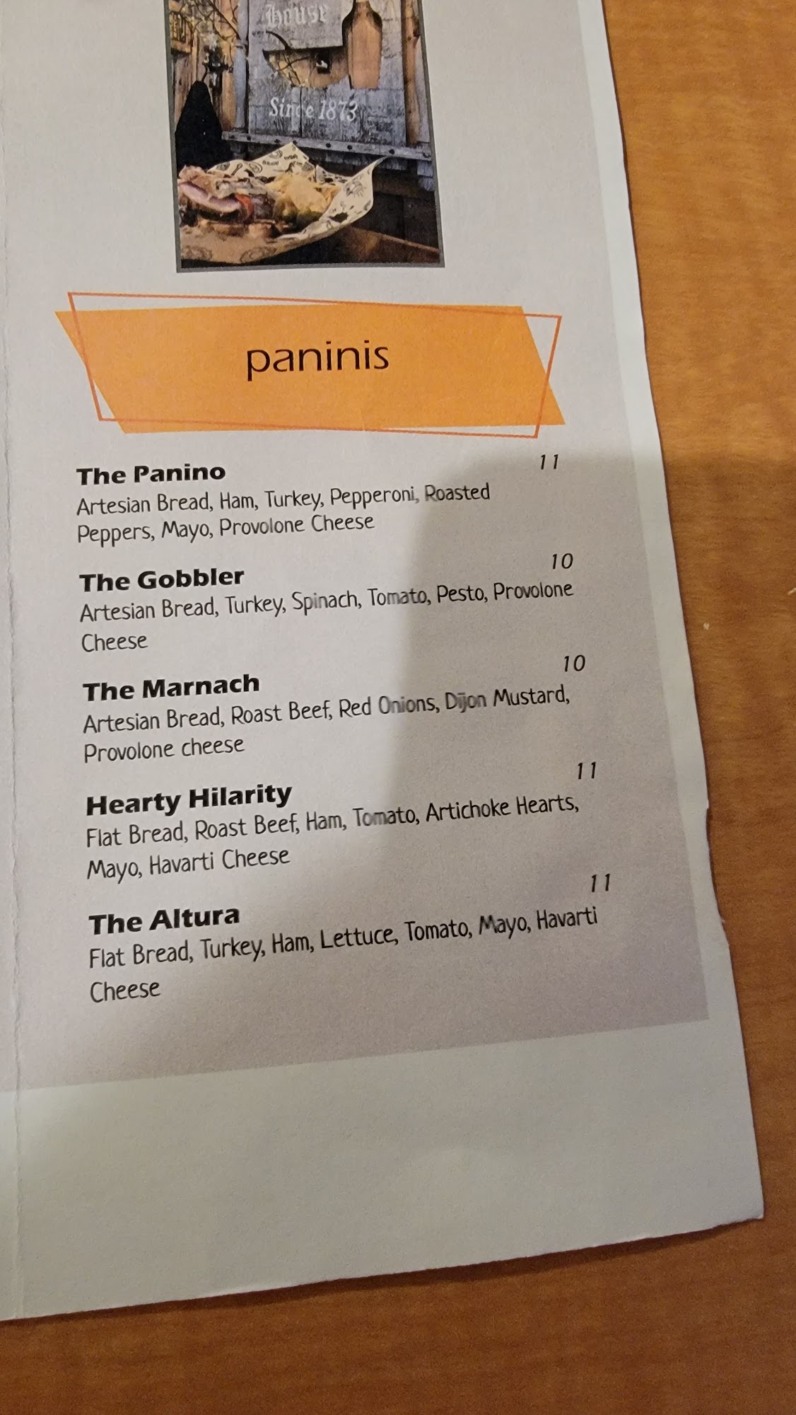 Elba House Coffee & Spirits Menu