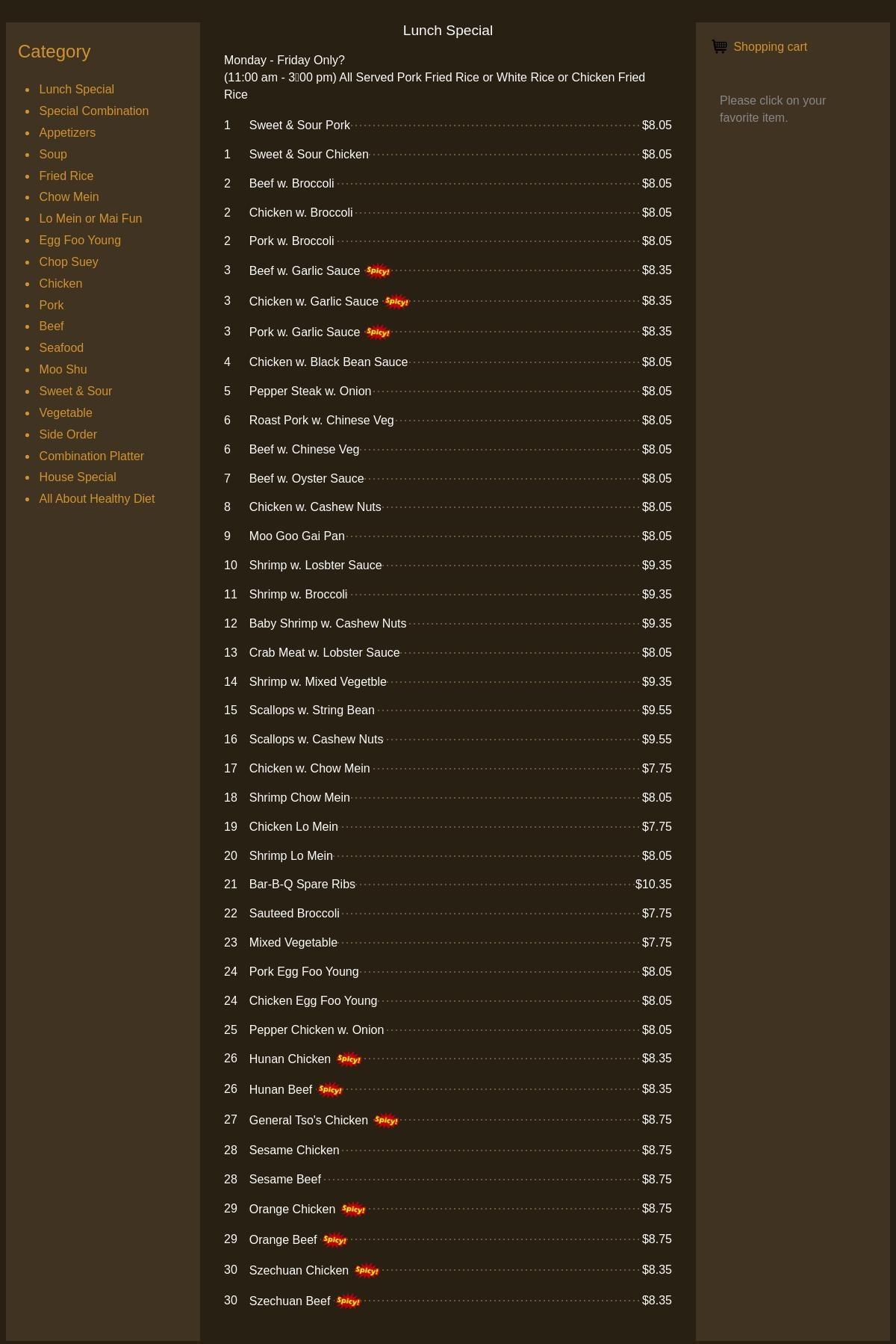Joy Luck Restaurant Menu