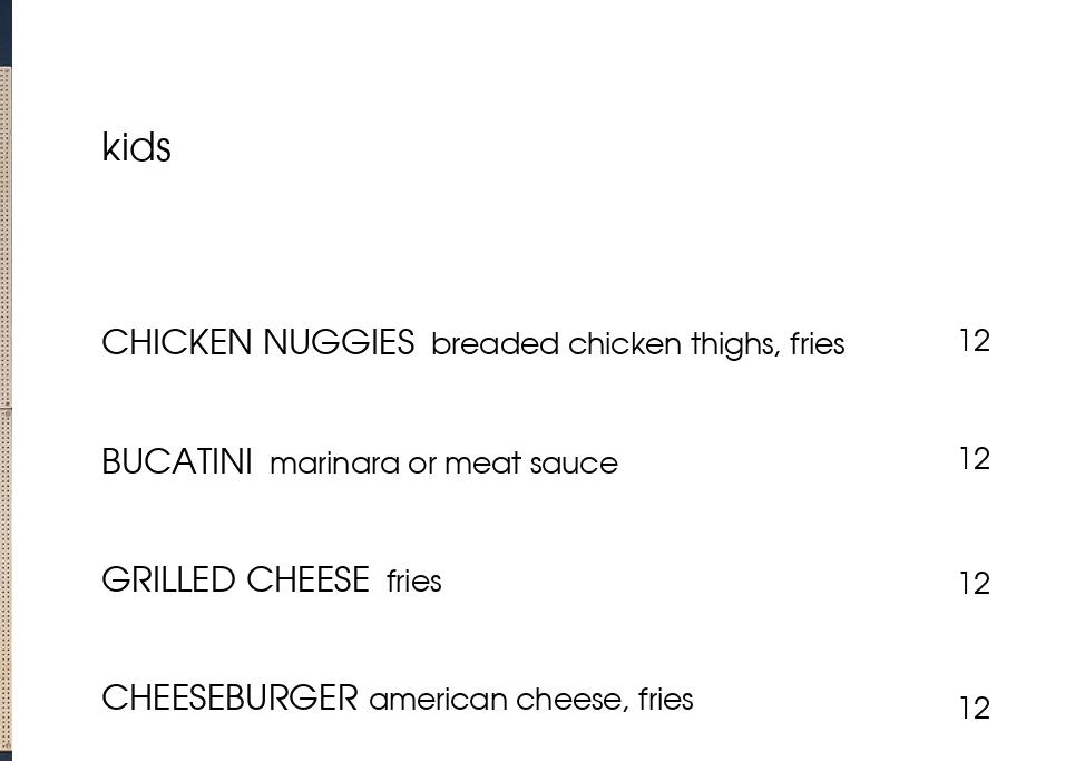 Waterbury Restaurant Menu