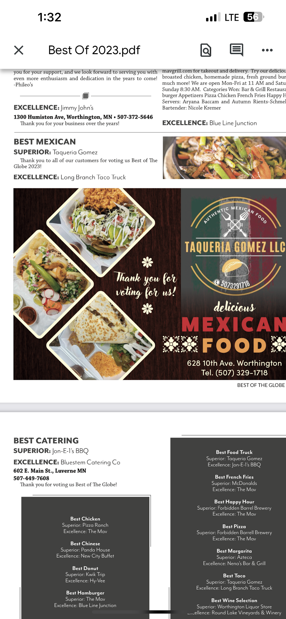 taqueria gomez llc Menu