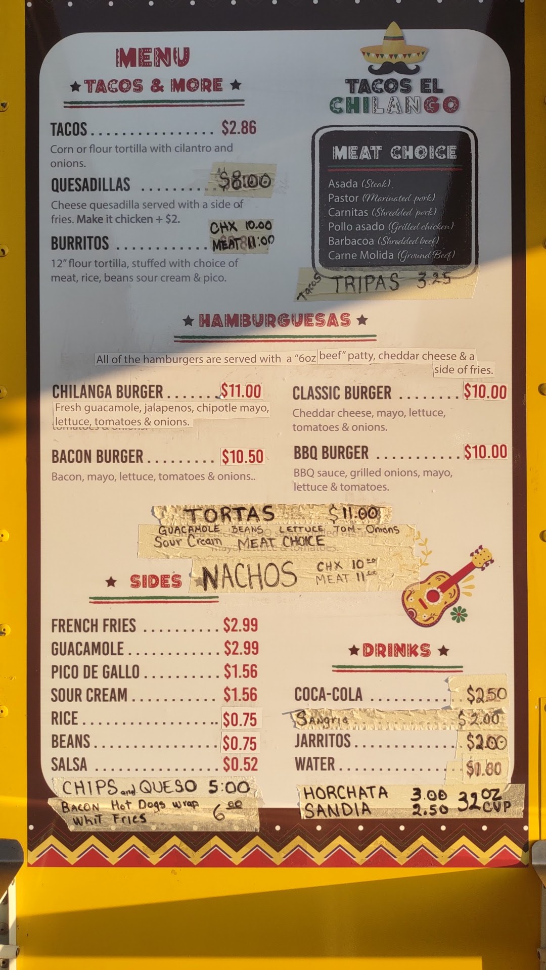 Tacos El chilango Menu