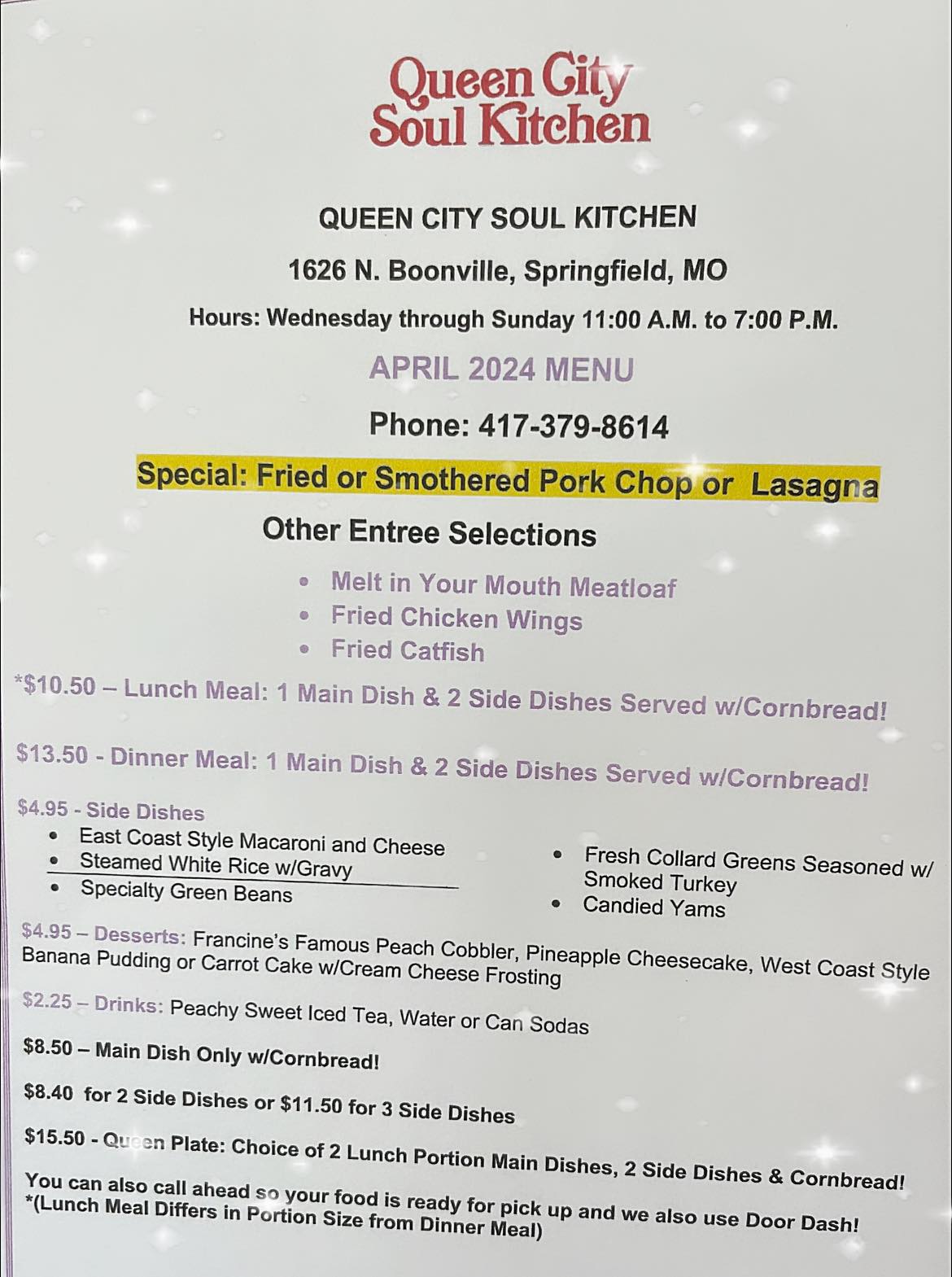 Queen City Soul Kitchen Menu
