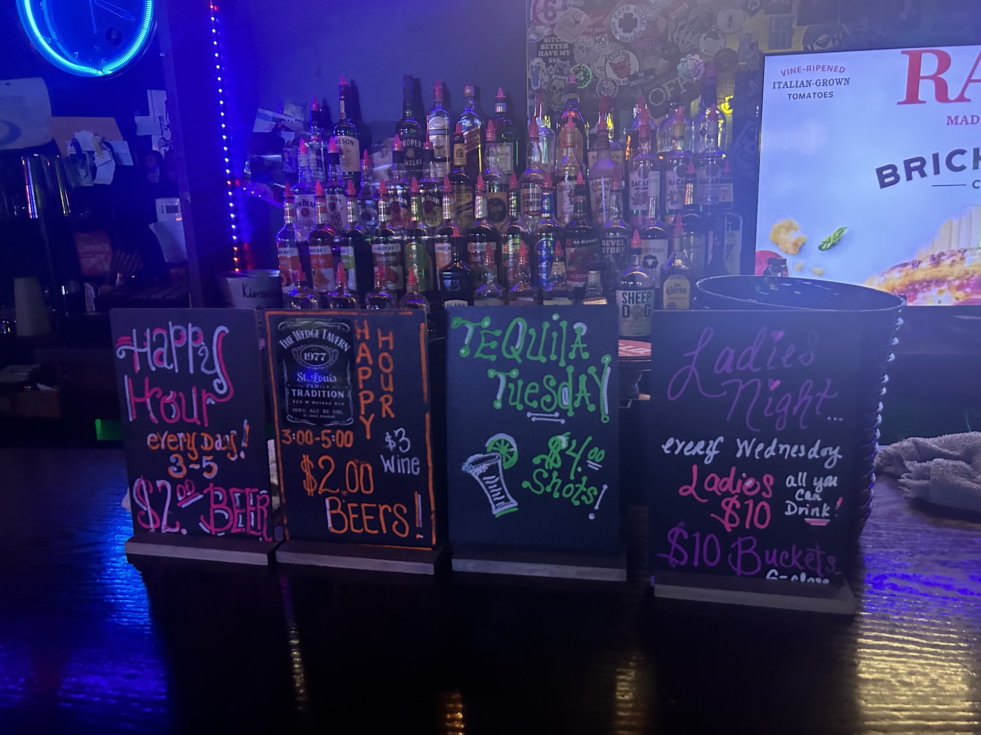 The Wedge Tavern Menu