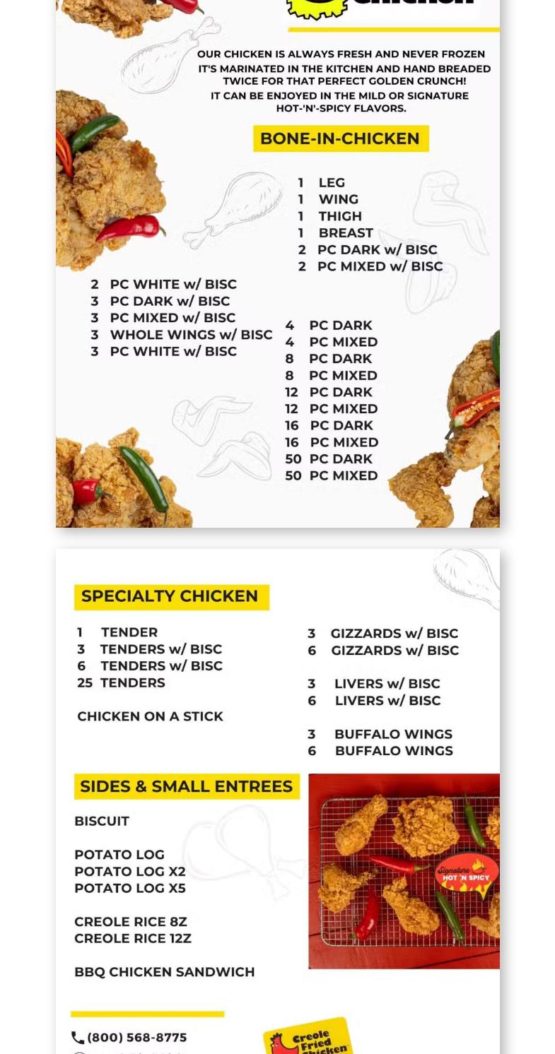 Creole Fried Chicken #329 Menu