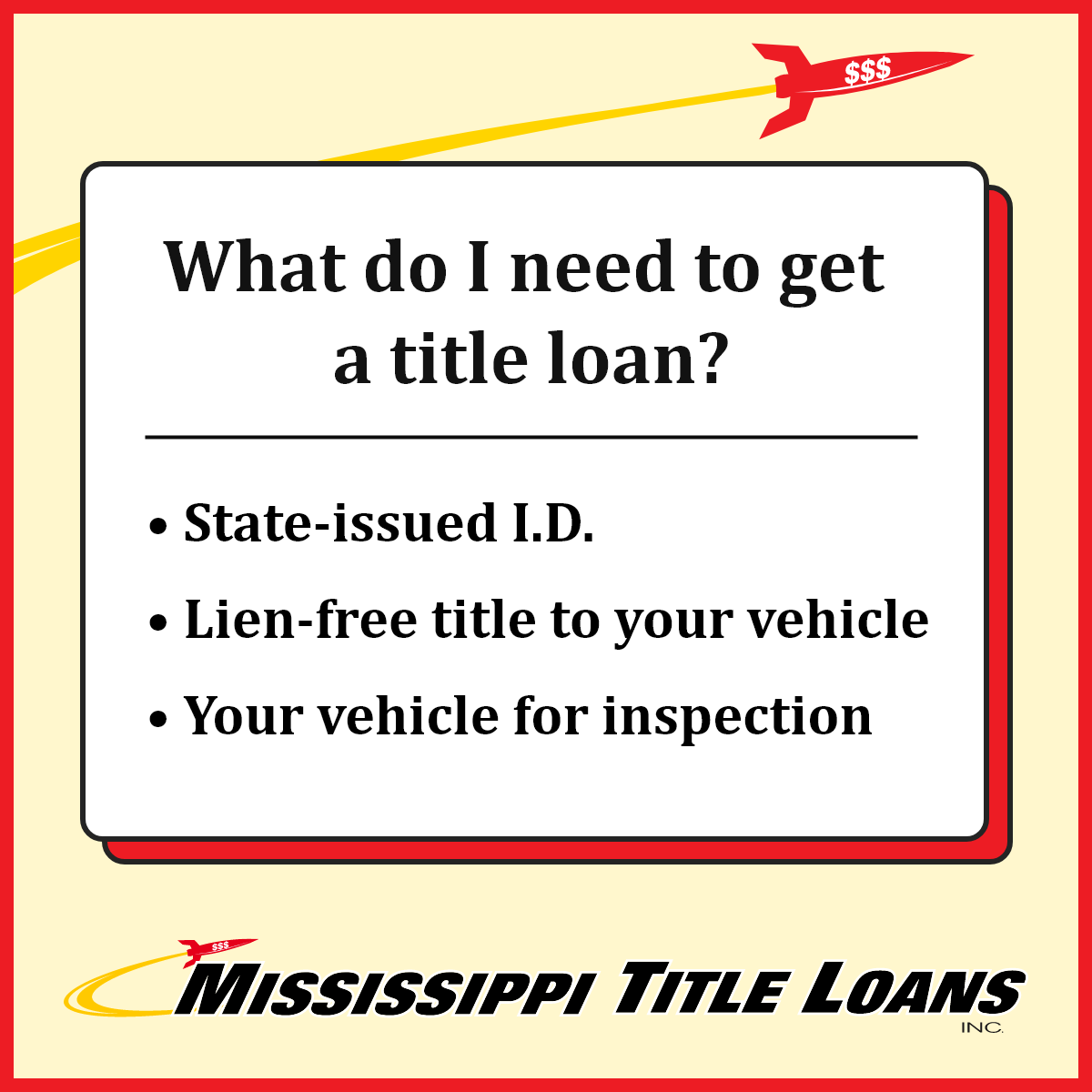 Mississippi Title Loans, Inc. 459 US-90, Waveland, MS 39576