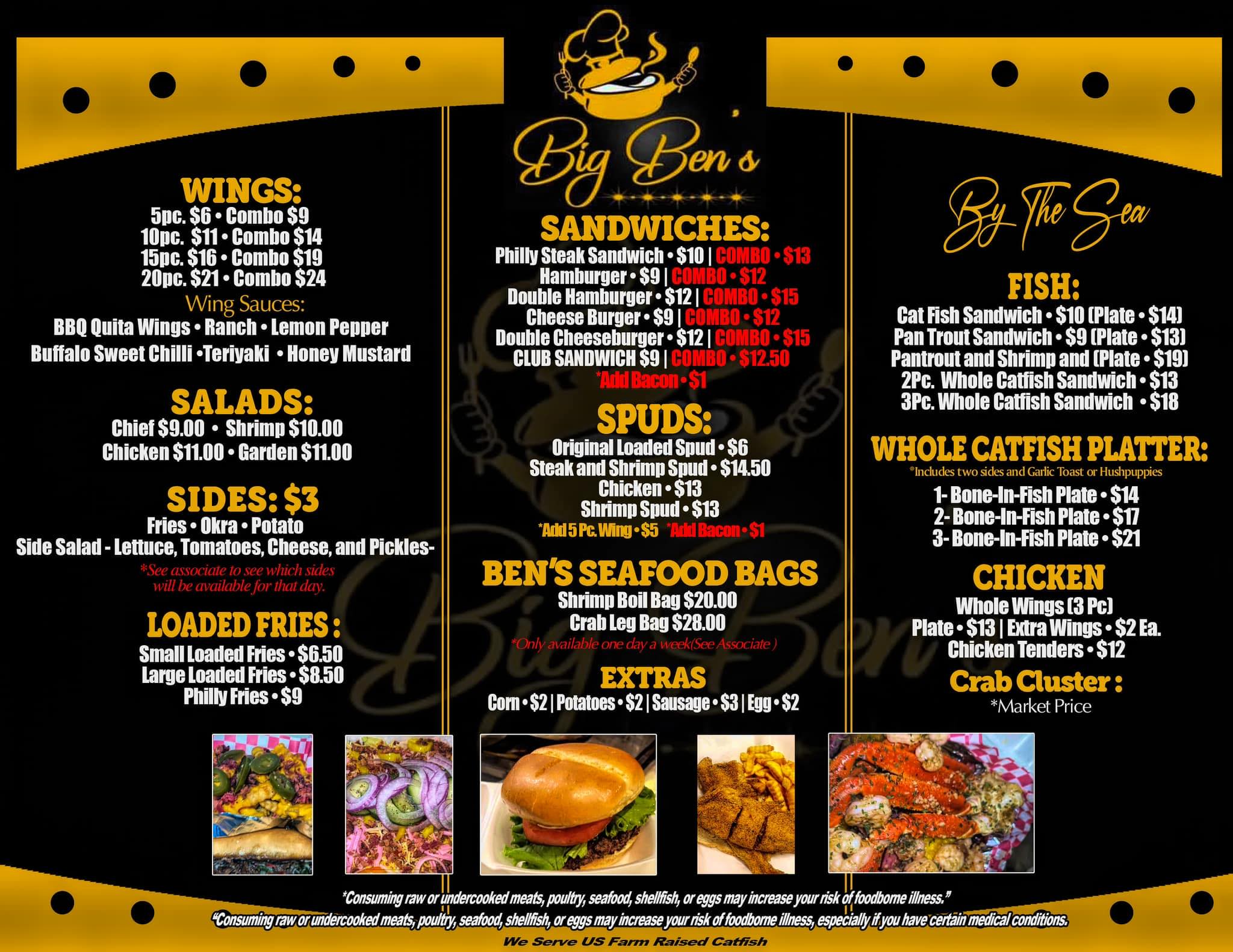Big Ben’s Menu