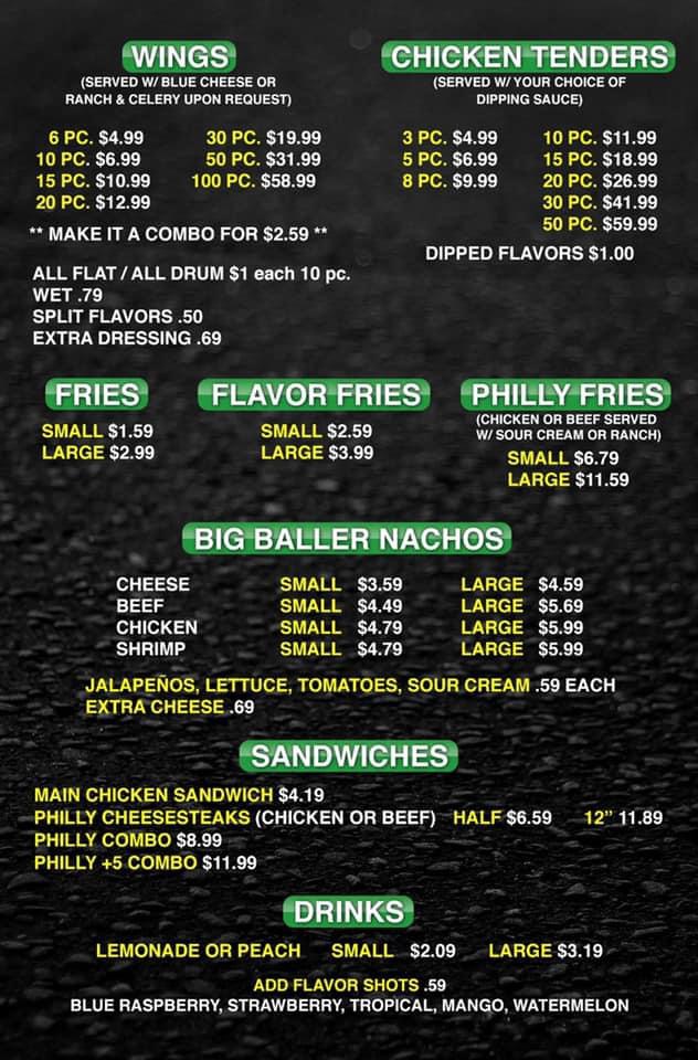 Pep Street Wings Menu