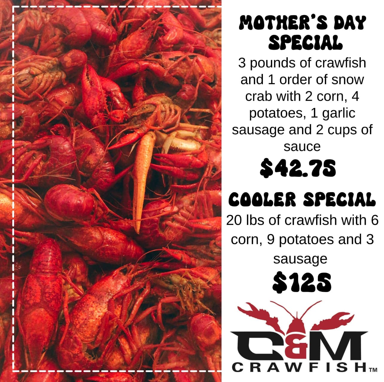 C&M Crawfish Menu