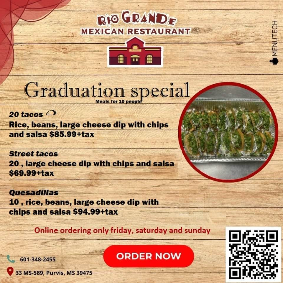 Rio Grande Mexican restauran /Purvis ms Menu