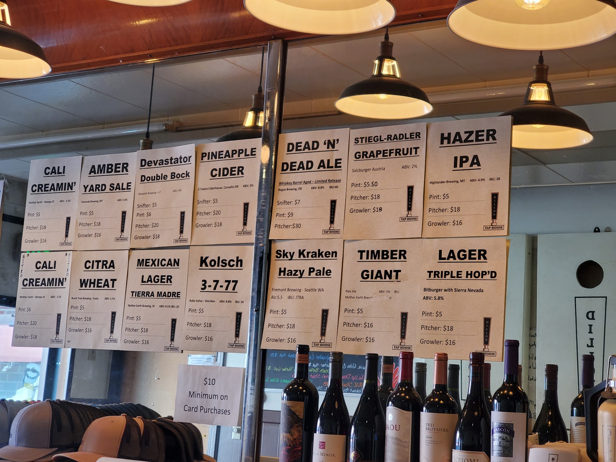 Dillon Tap House Hotel Menu