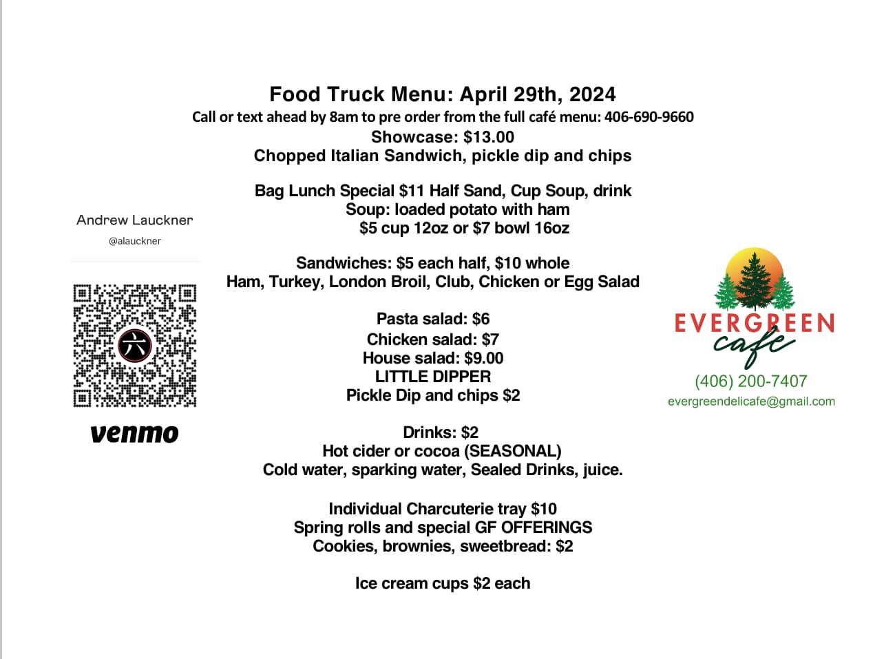 High Plains Brewing Menu