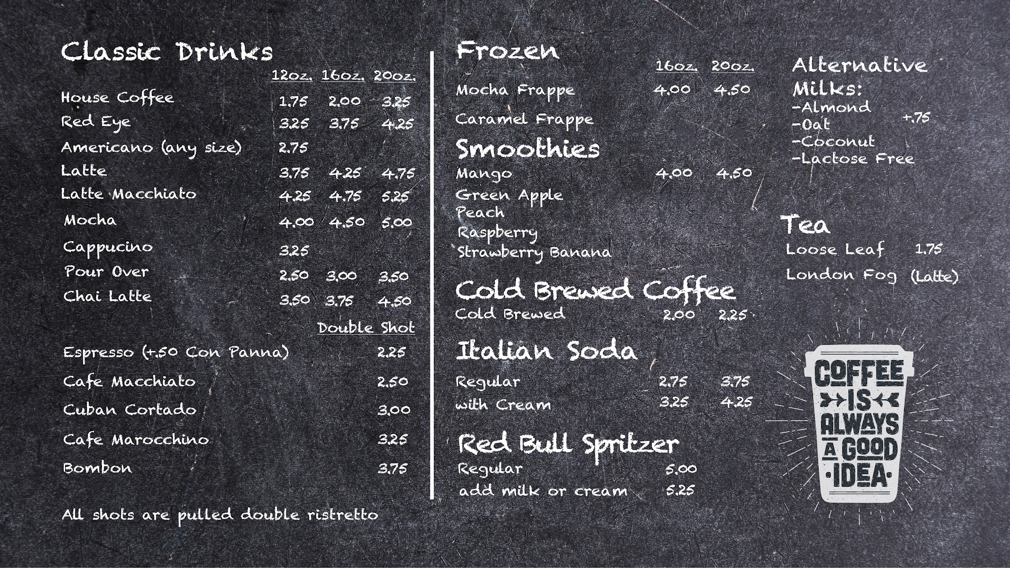 Alder Creek Coffee Co. Menu