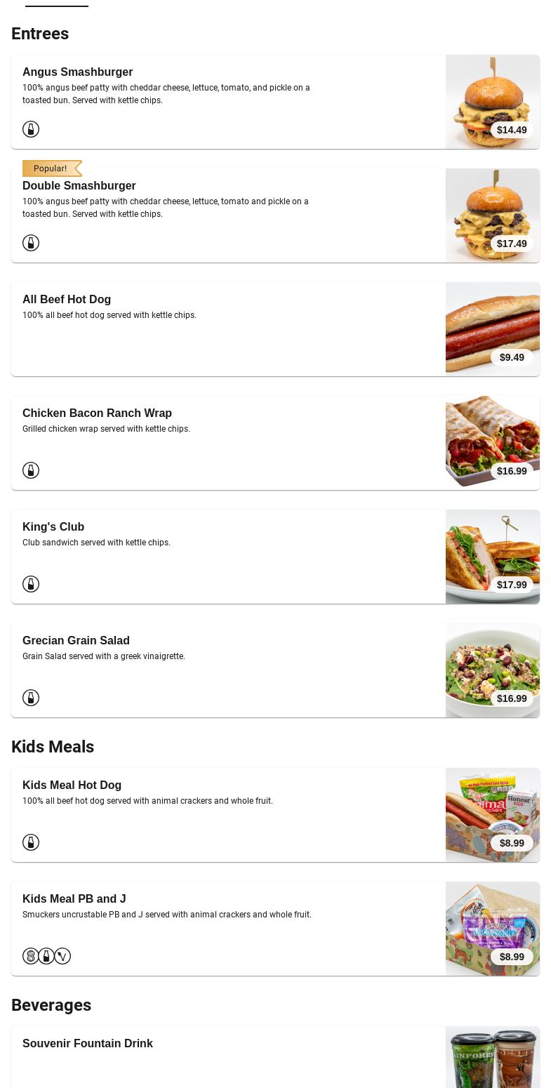 Junction Springs Cafe Menu