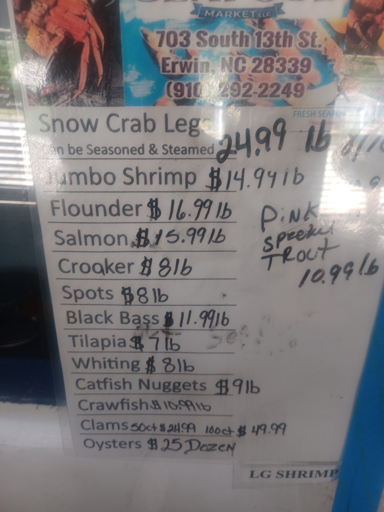 Erwin Crab & Seafood Market.LLC Menu