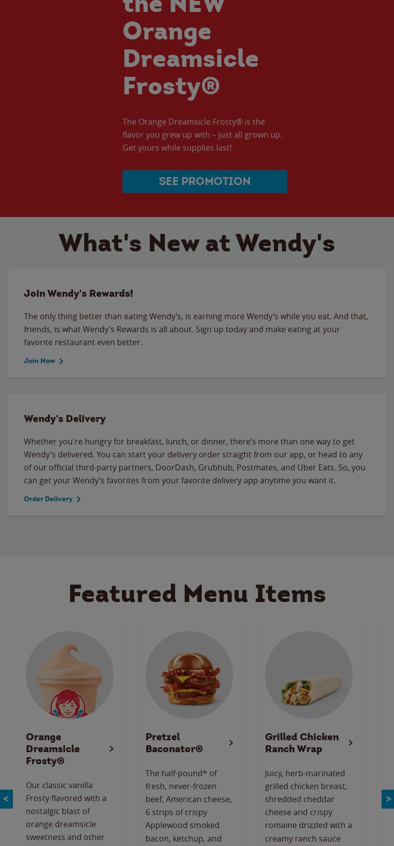 Wendy's Menu