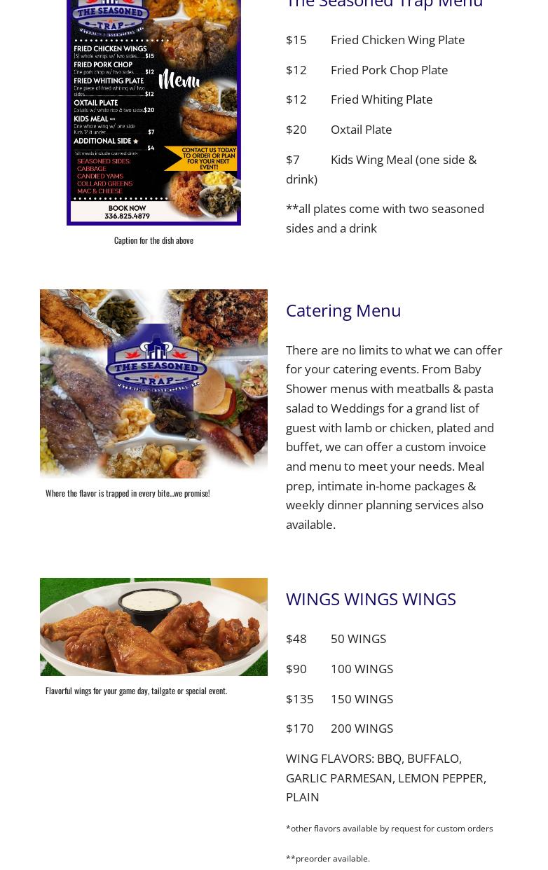 The Seasoned Trap Menu