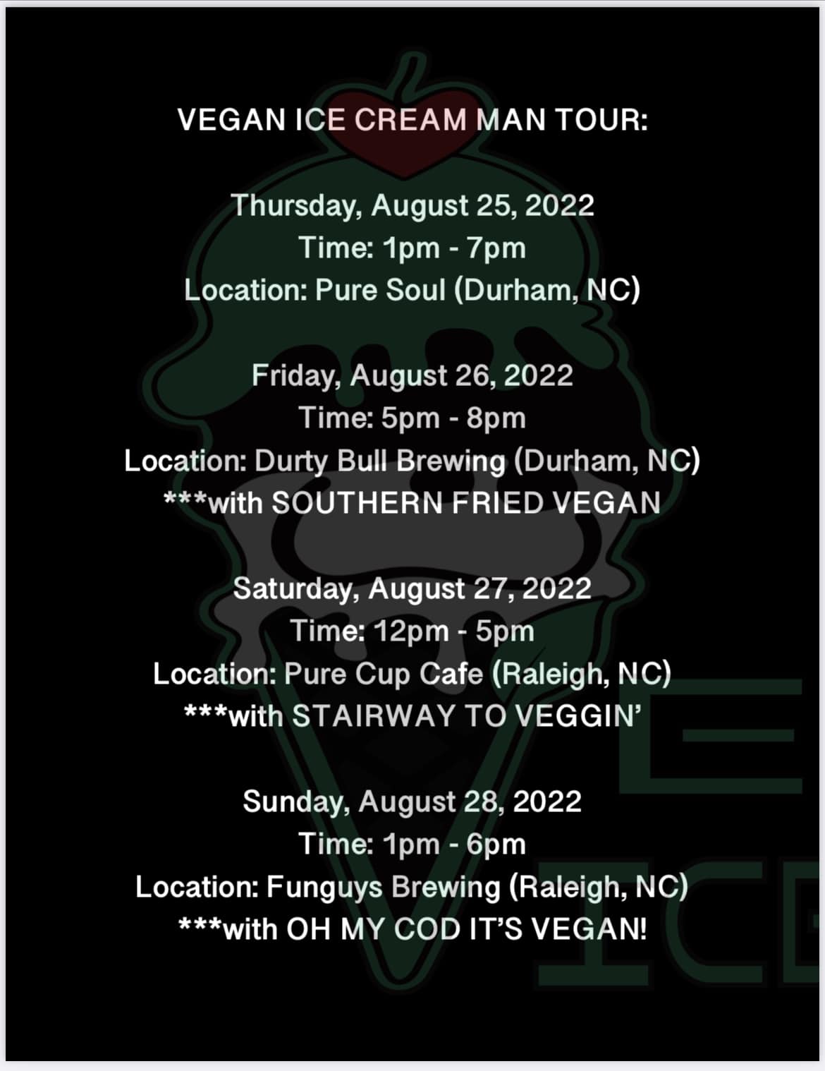 Vegan Ice Cream Man Menu