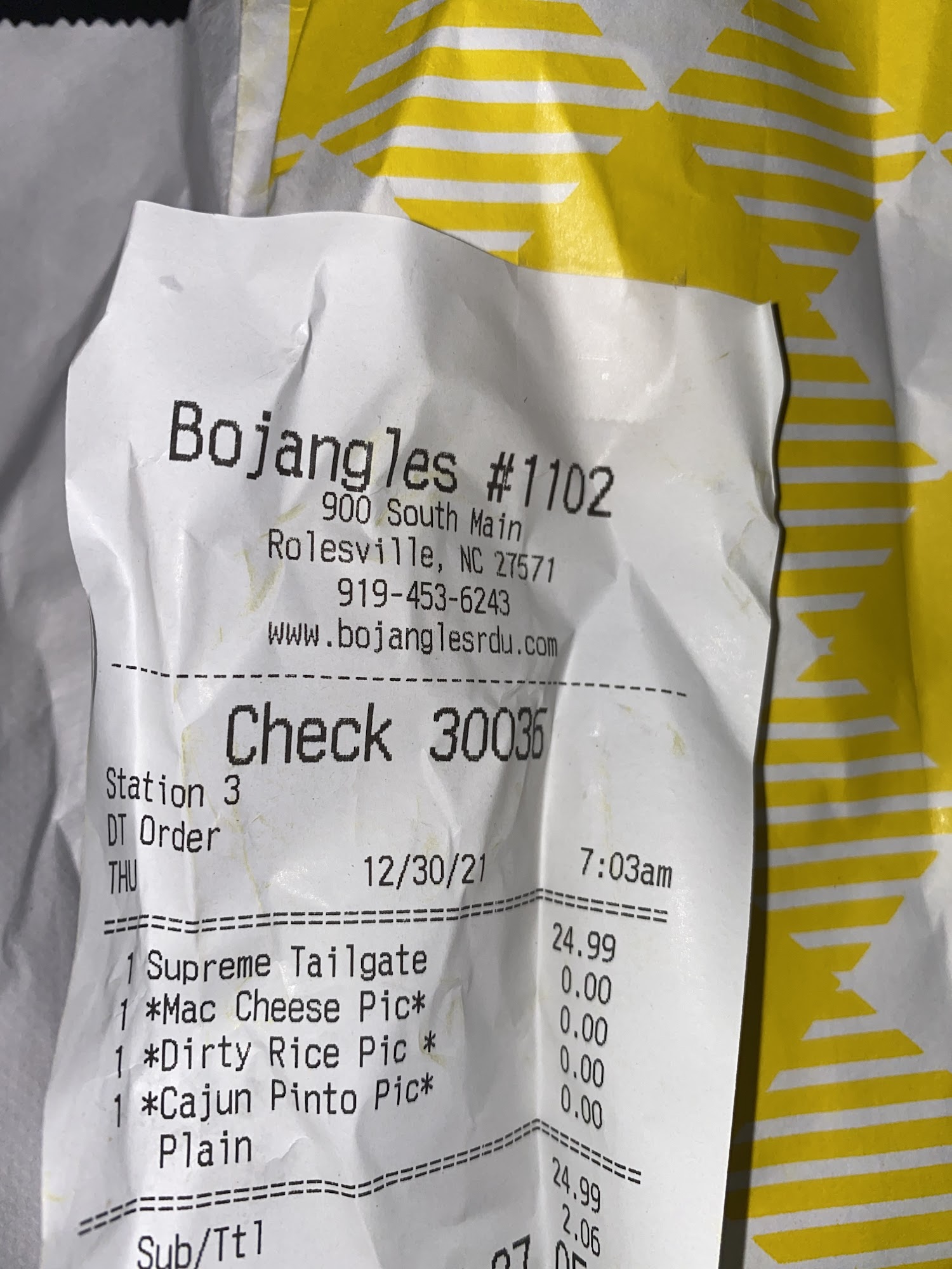 Bojangles Menu