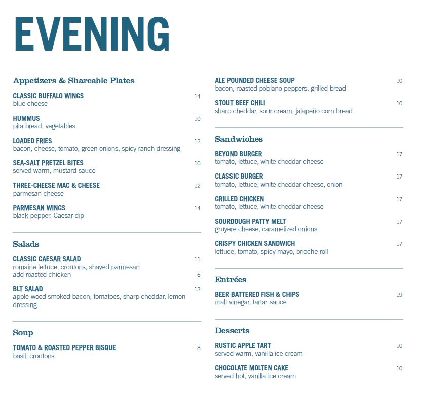 True North Bistro Menu