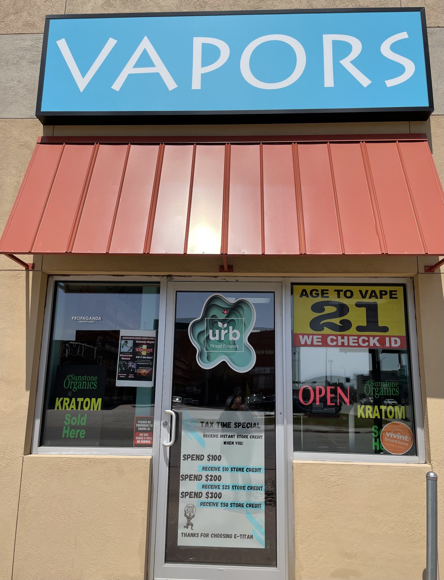 e-TITAN Vapors Menu