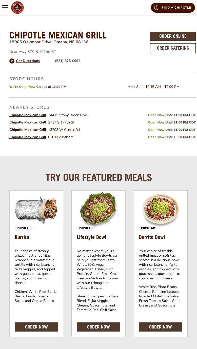 Chipotle Mexican Grill Menu