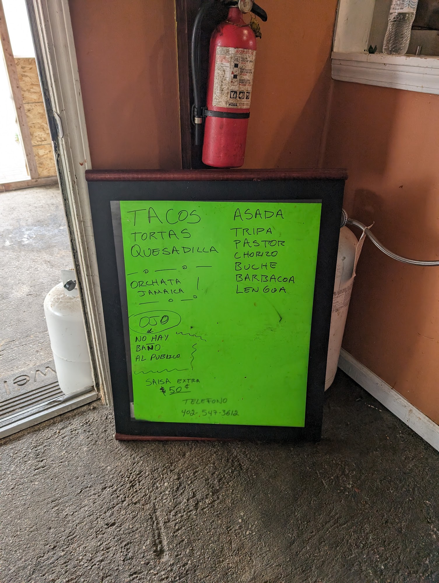 Tacos Menu