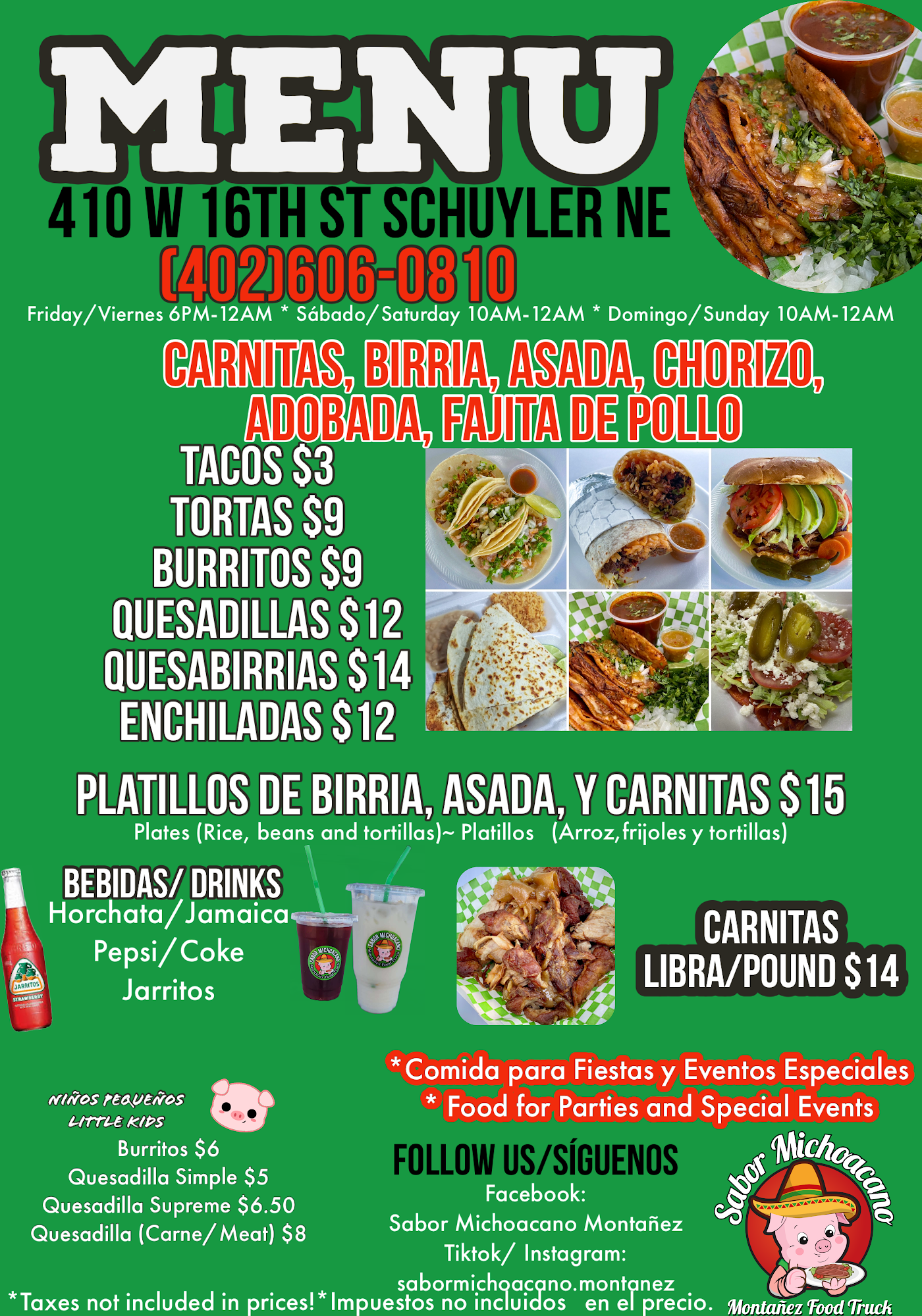 Sabor Michoacano Montanez Menu