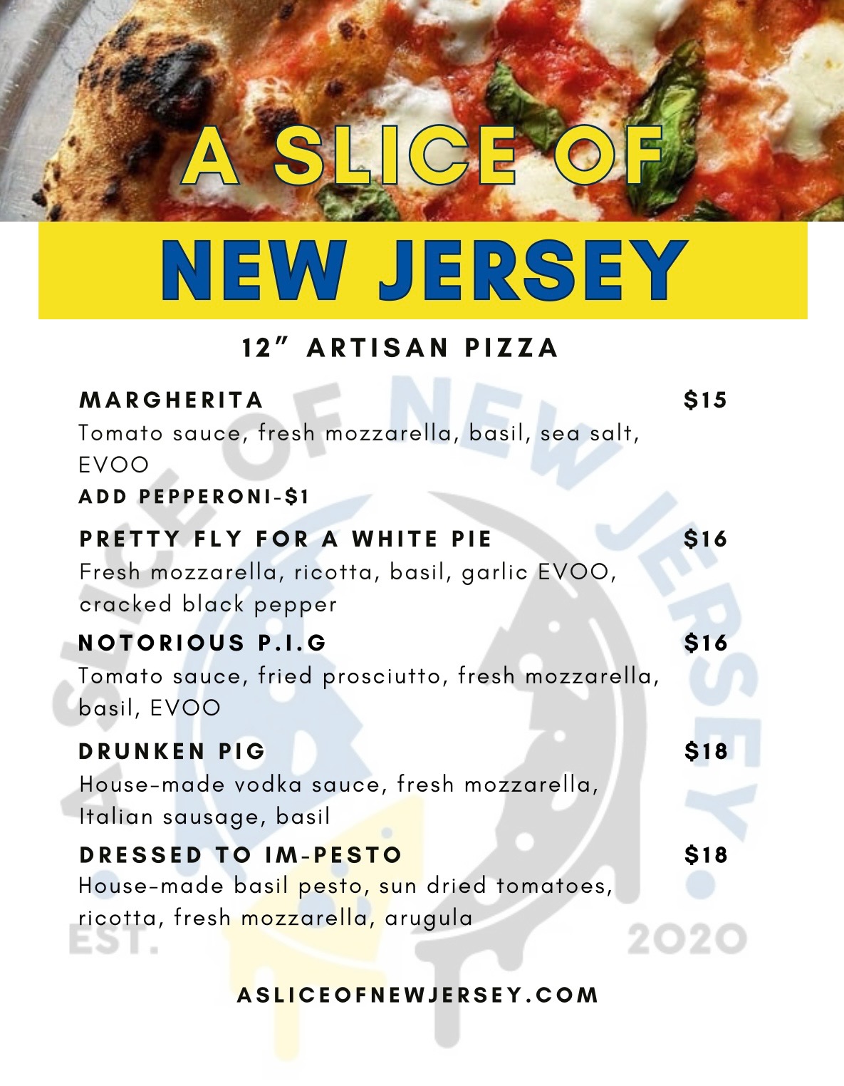 Milk Street Distillery Menu