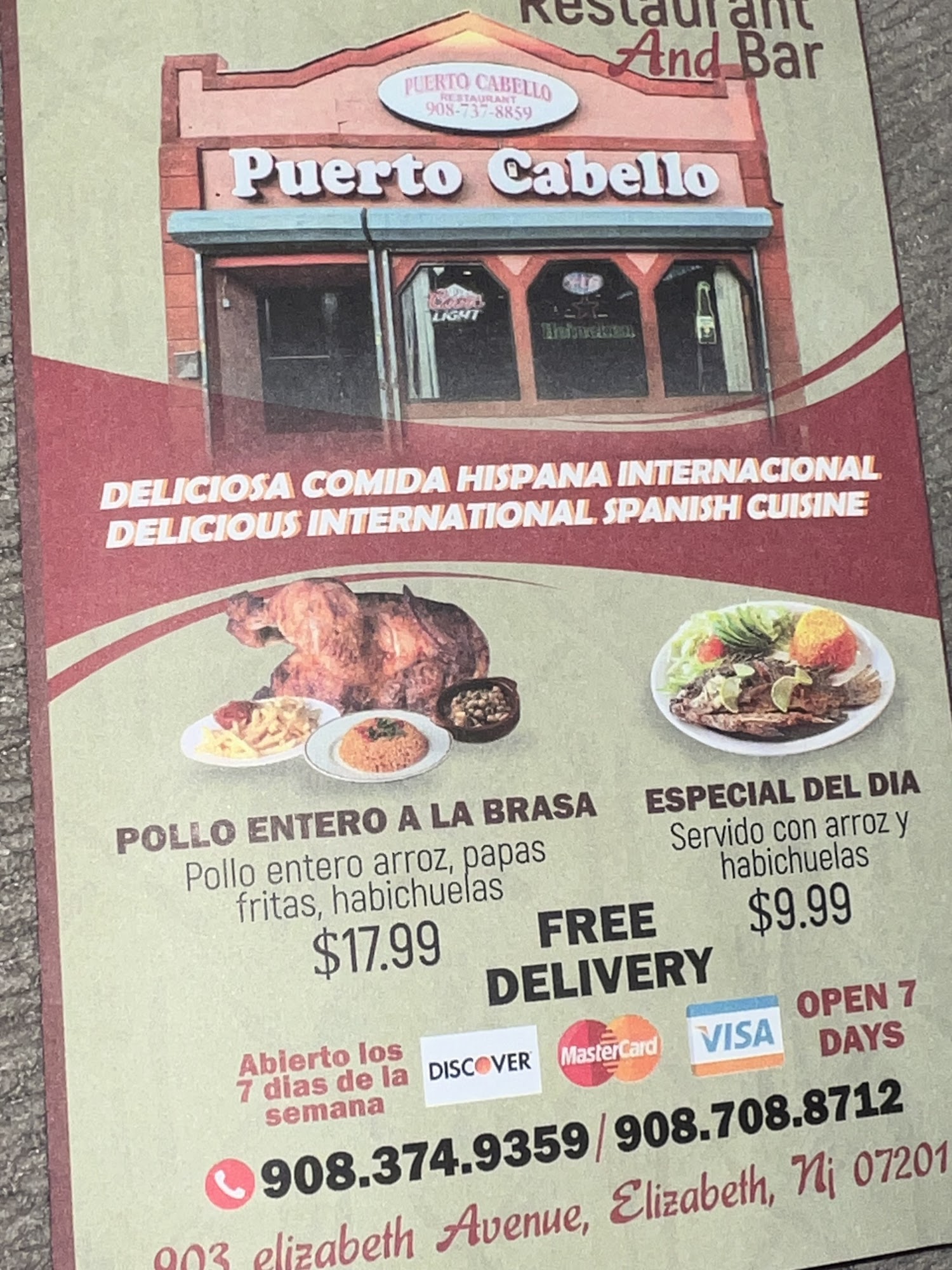 Puerto Cabello Restaurant Menu