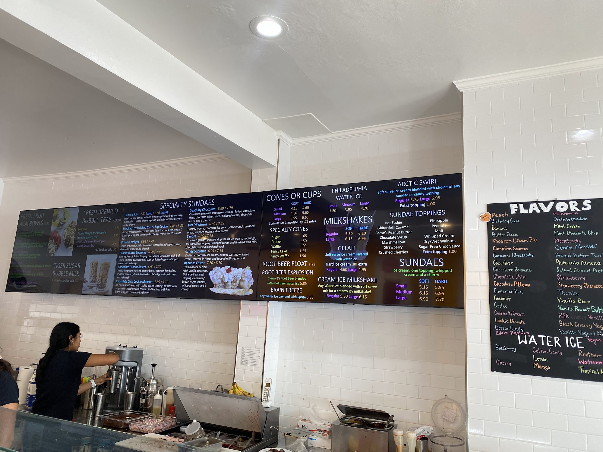 Brain Freeze Ice Cream Parlor Menu