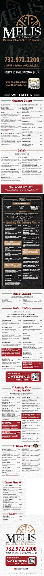 Meli's Thin & Crispy Pizza Company Menu