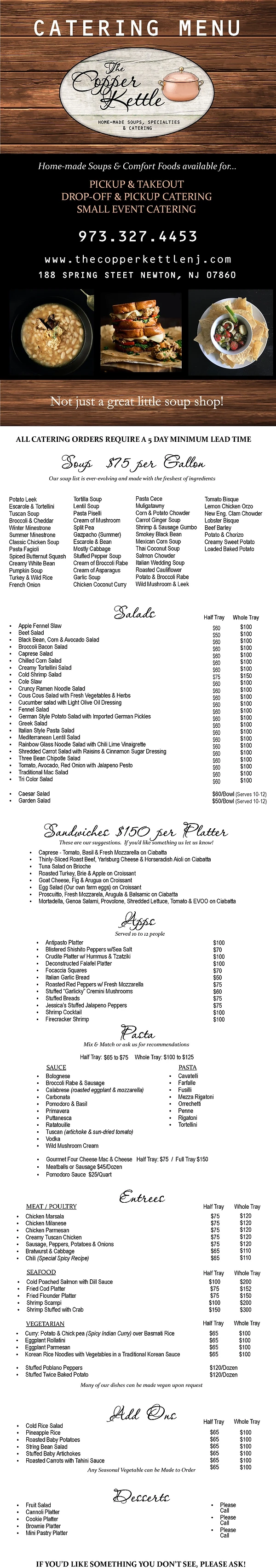 The Copper Kettle Menu