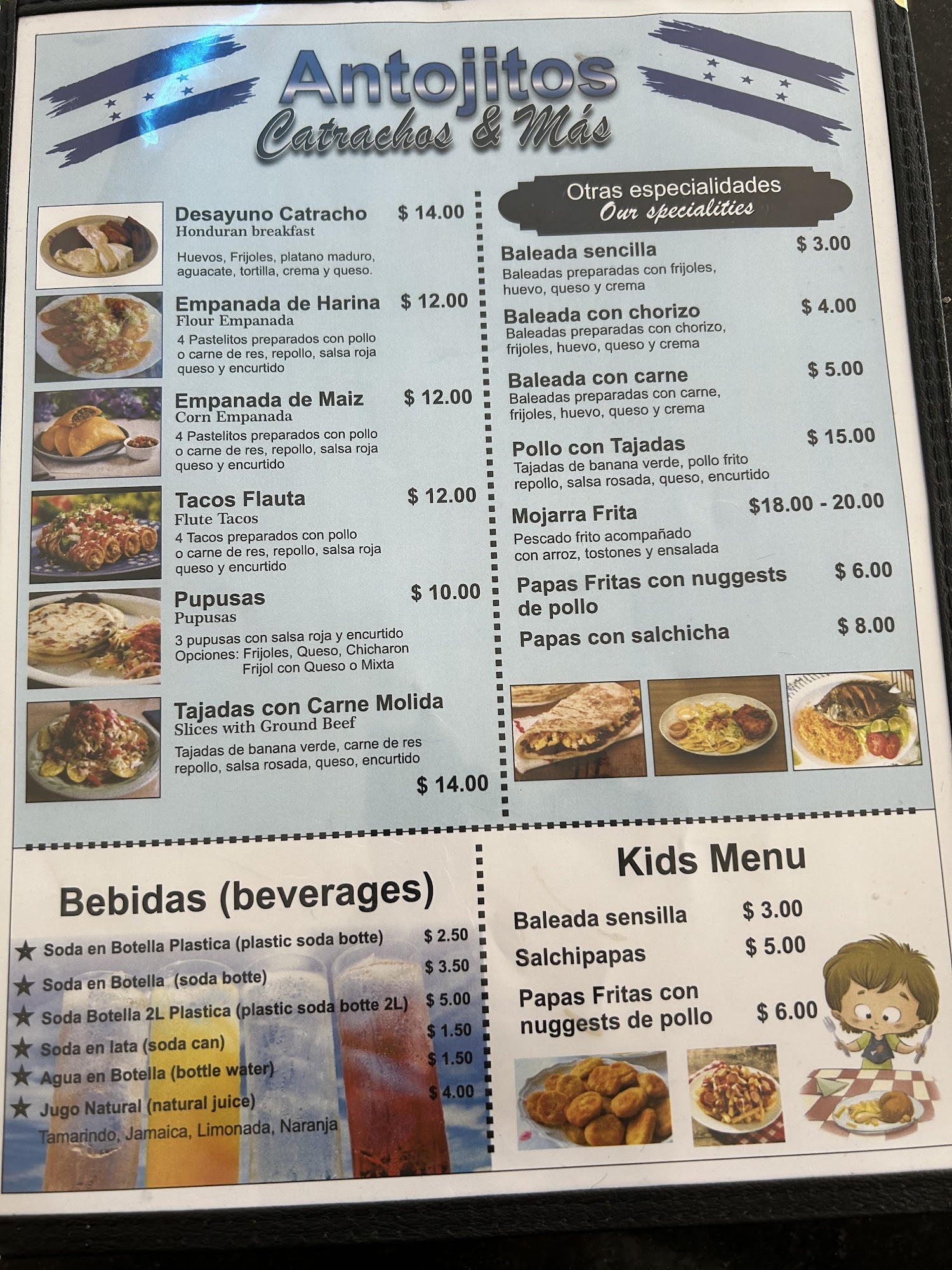 Antojitos Catrachos y más Menu