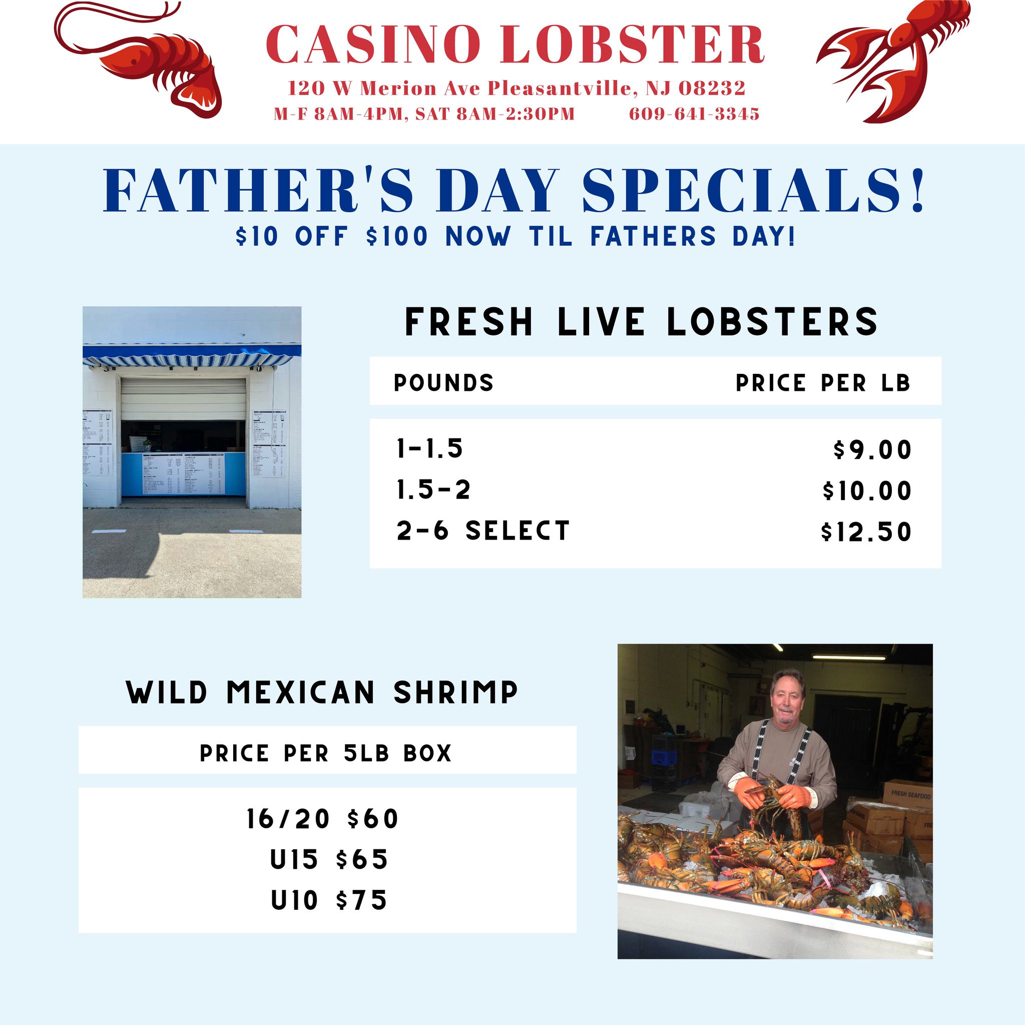 Casino Lobster Menu