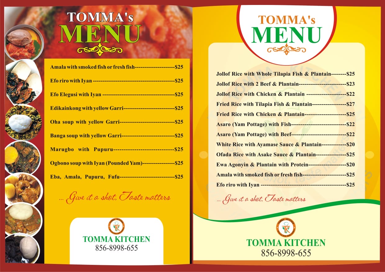 Tommakitchen Menu
