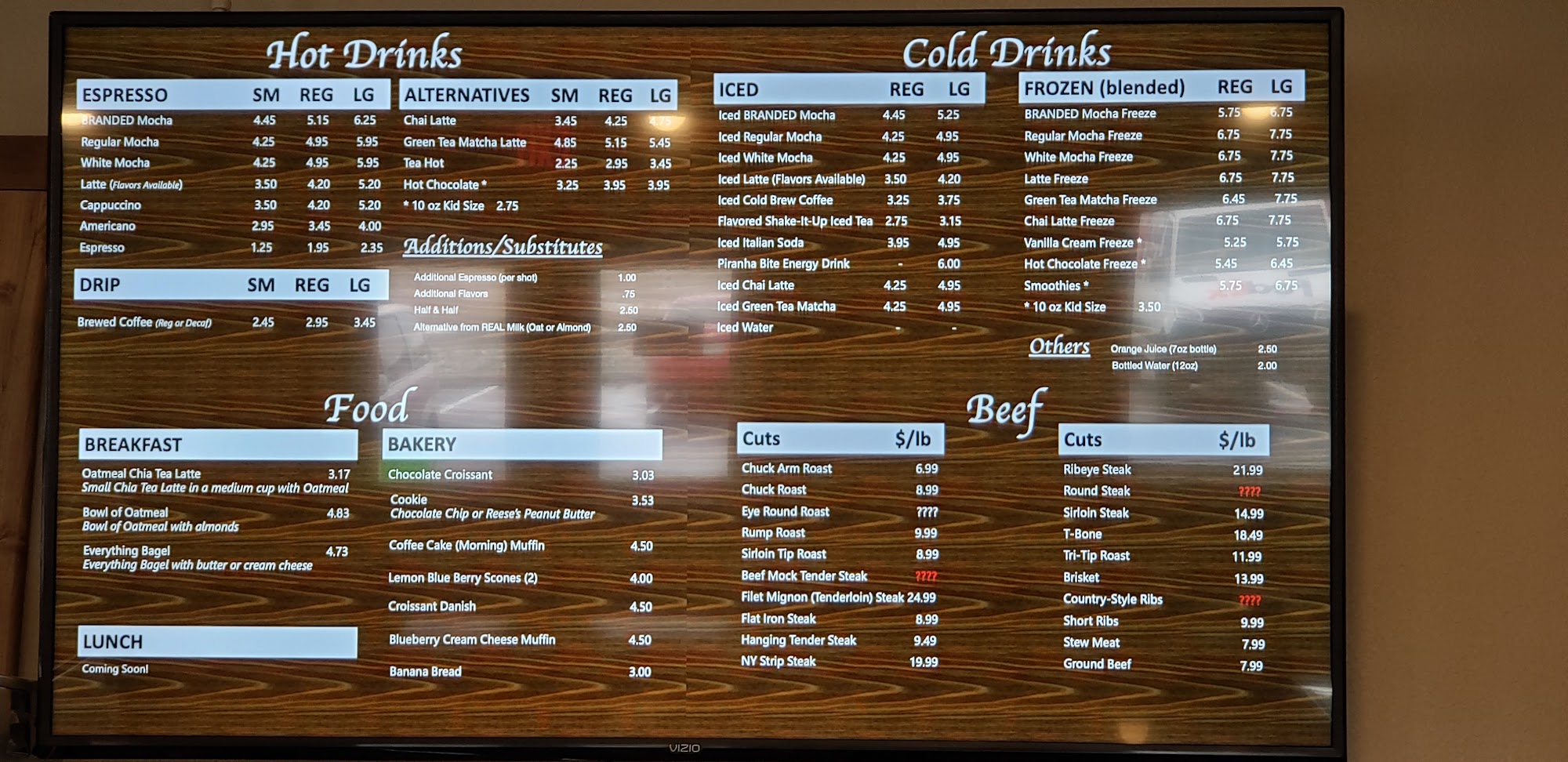 Branded Coffee & More Menu