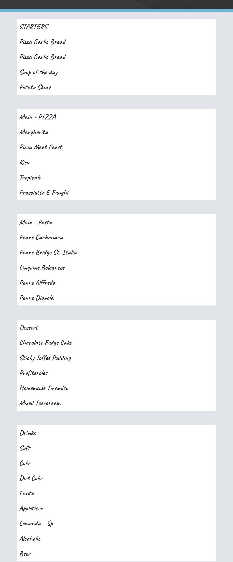 Bridge St. Italia Menu