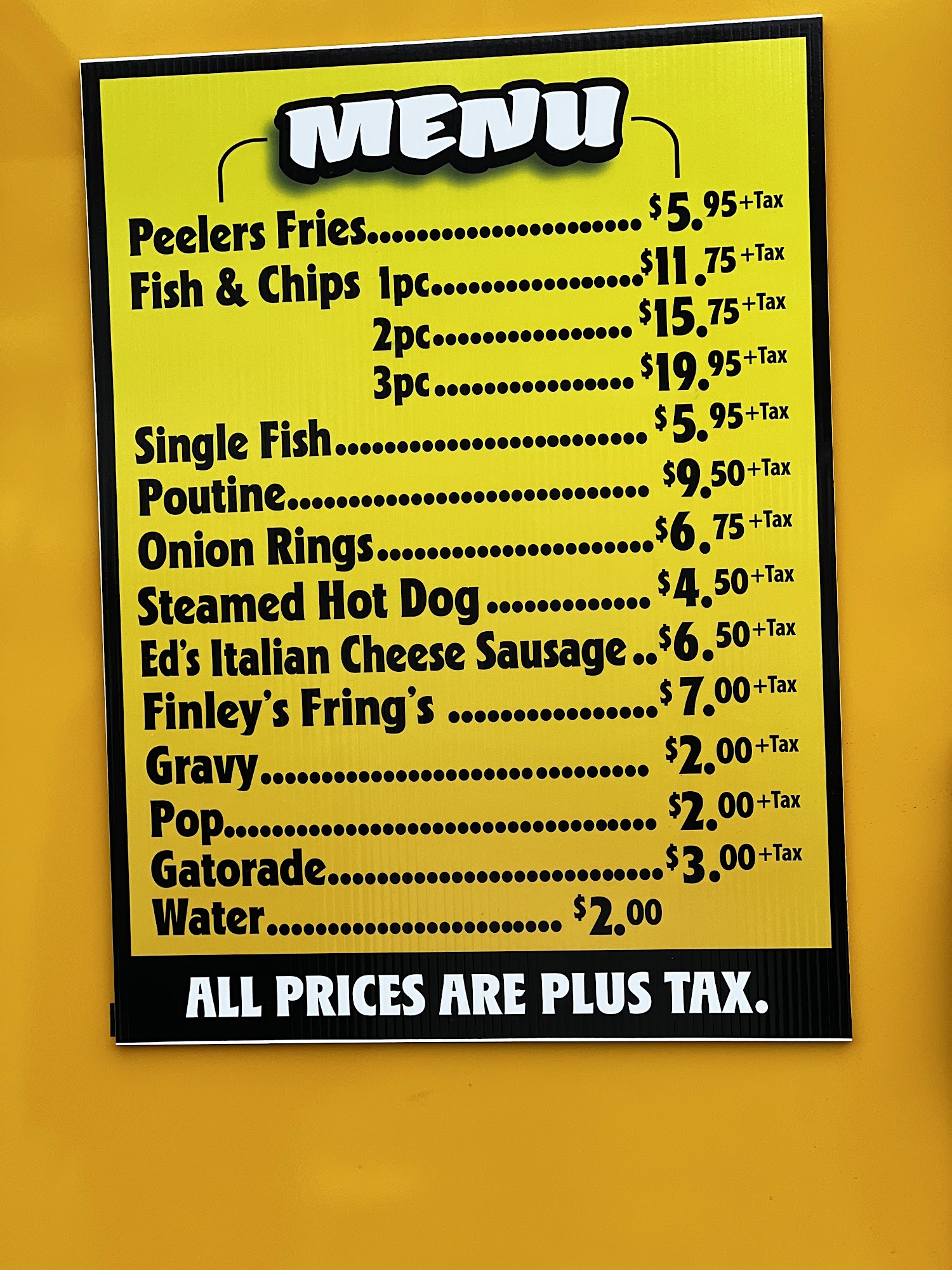 Peelers Potato’s Menu