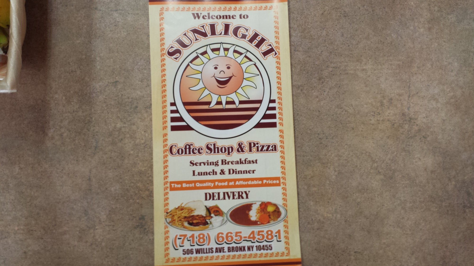 Sunlight Coffee Shop & Pizza Menu