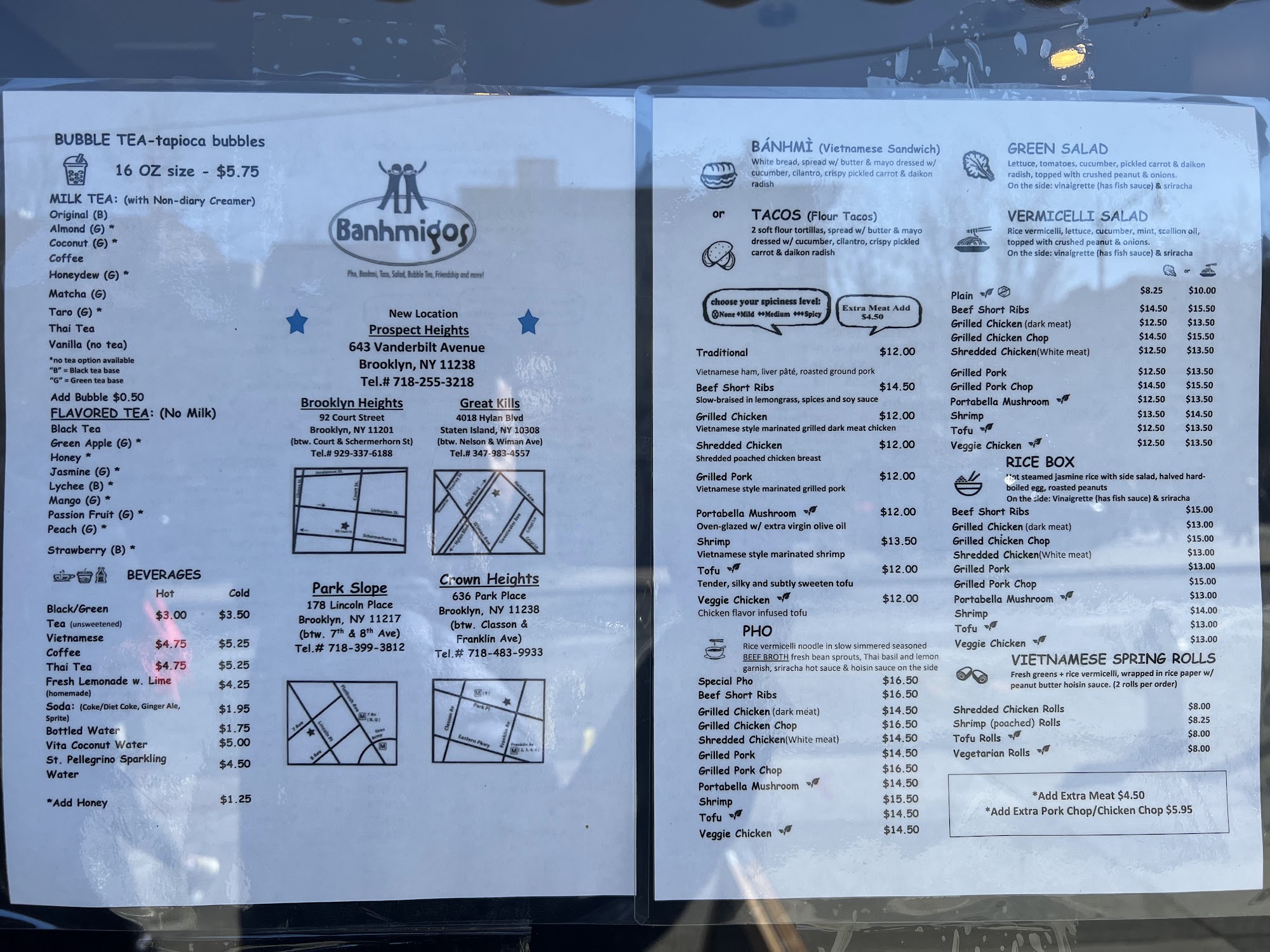 Banhmigos Vanderbilt Menu