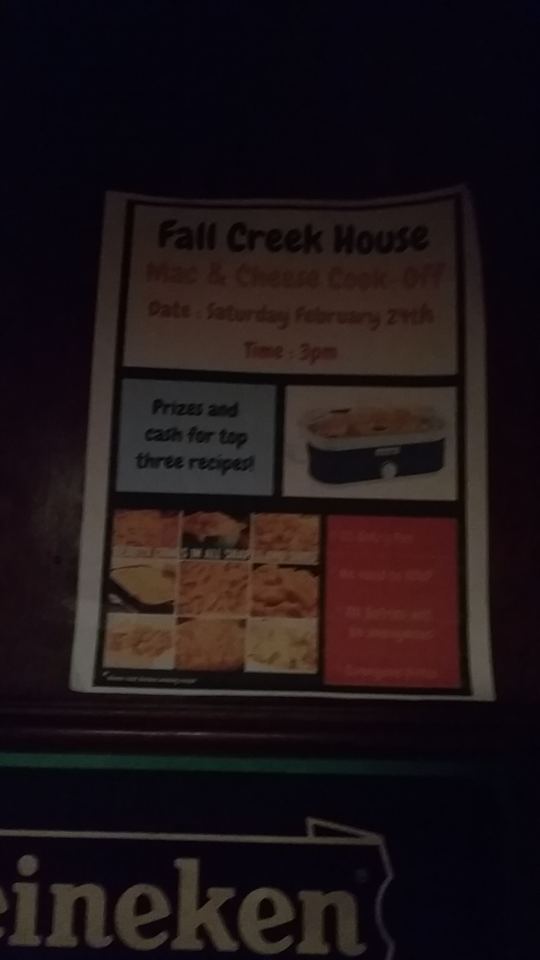 Fall Creek House Bar Menu