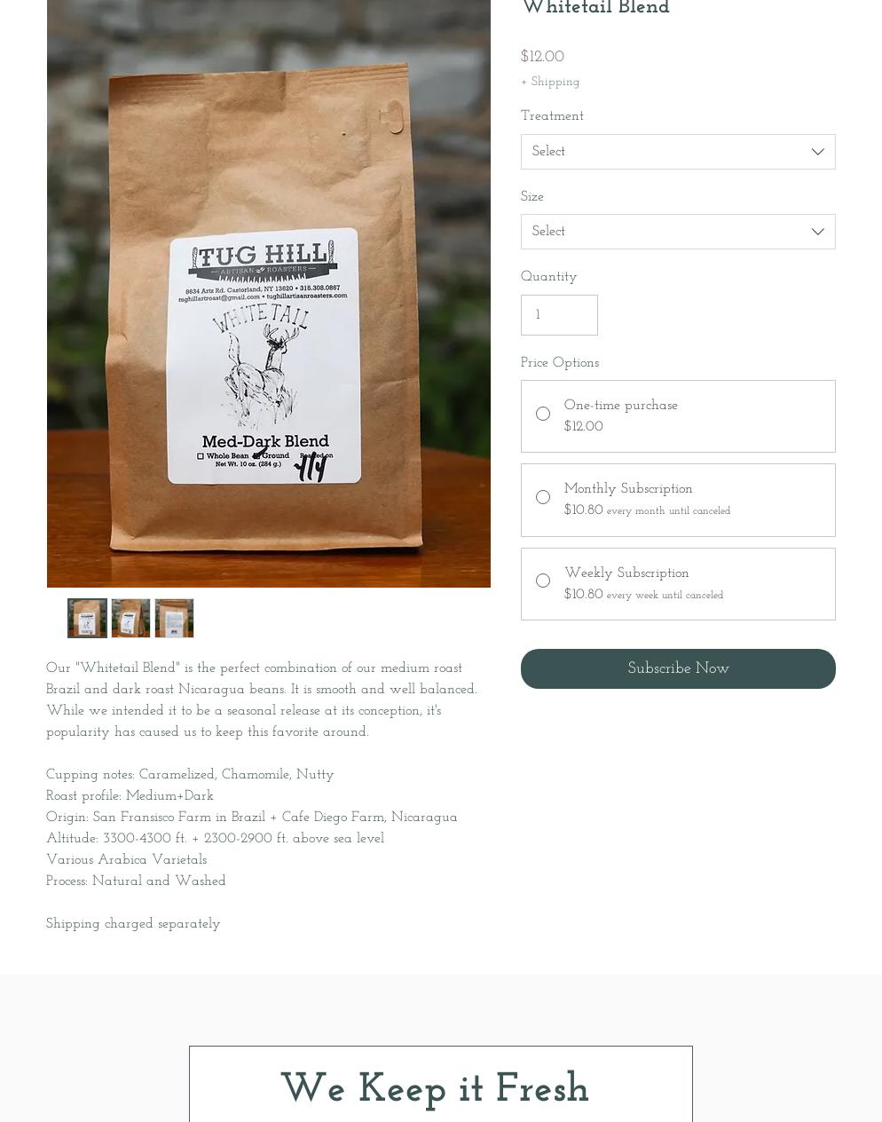 Tug Hill Artisan Roasters Menu