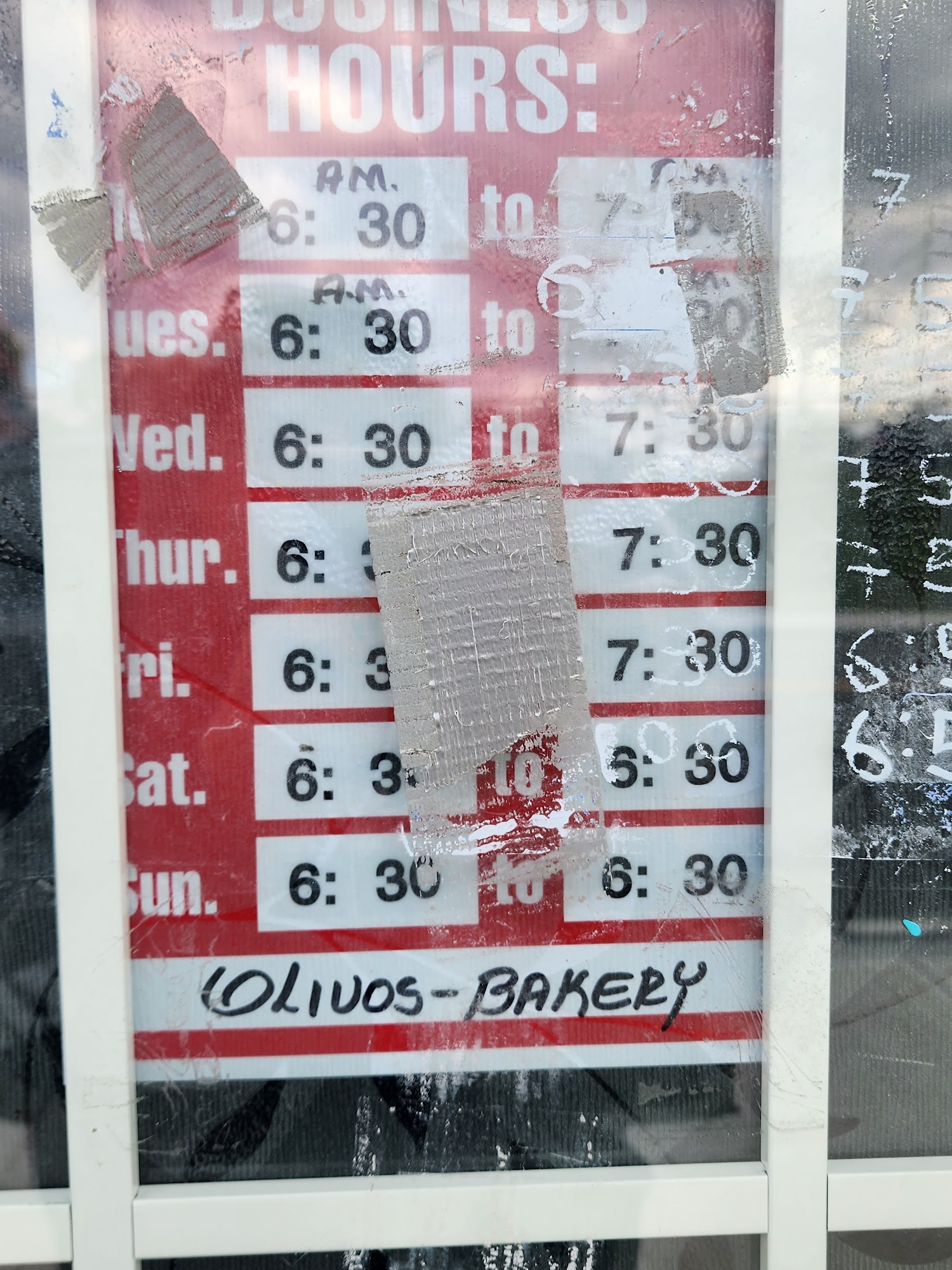 Los Olivos Bakery Menu