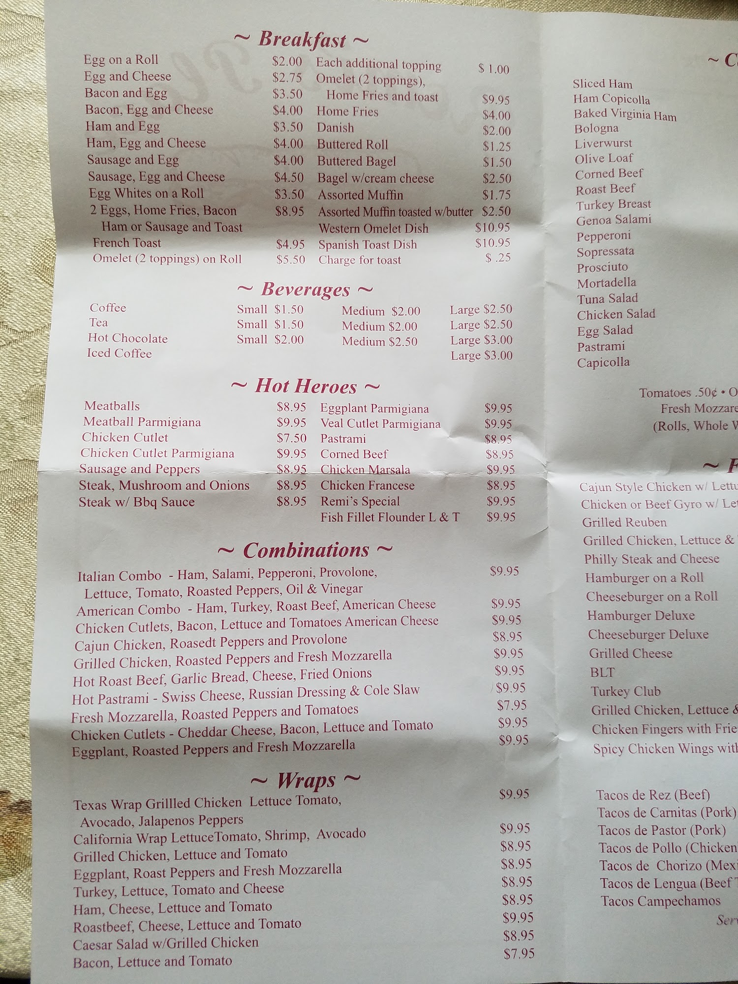Remi's Deli Menu