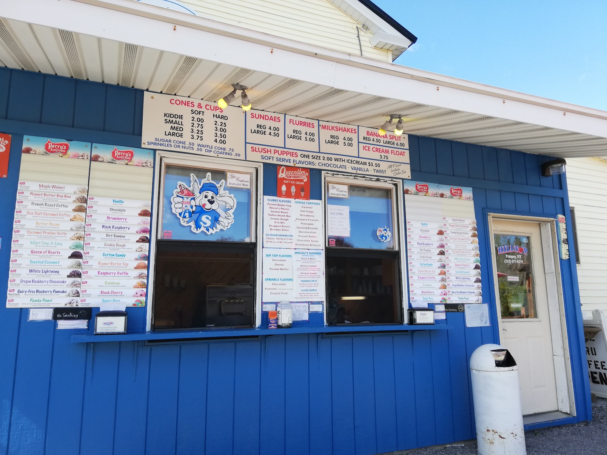 Hilltop Ice Cream Menu