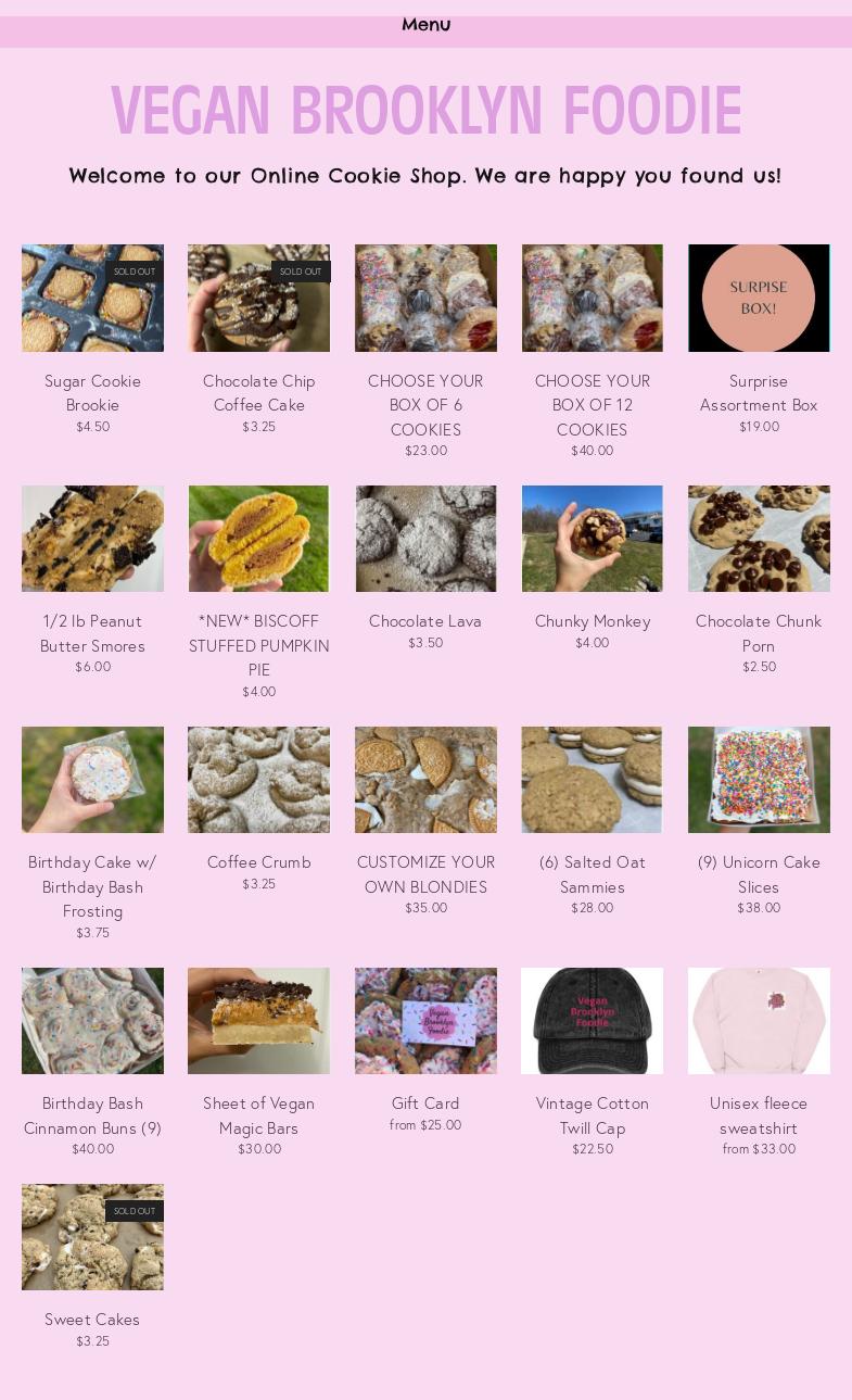 Vegan Brooklyn Foodie-ONLINE ONLY Menu