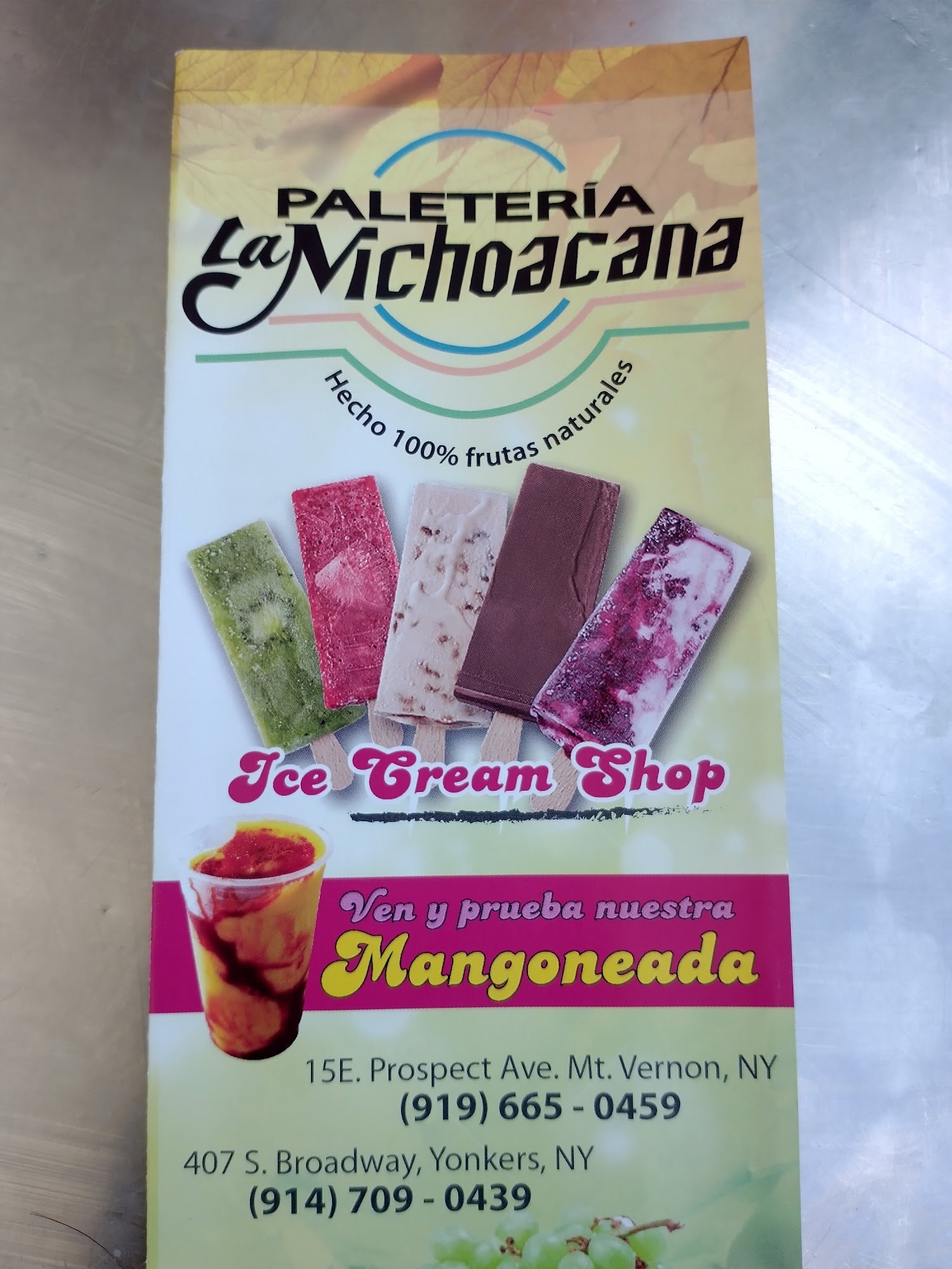Paleteria La Michoacana Menu