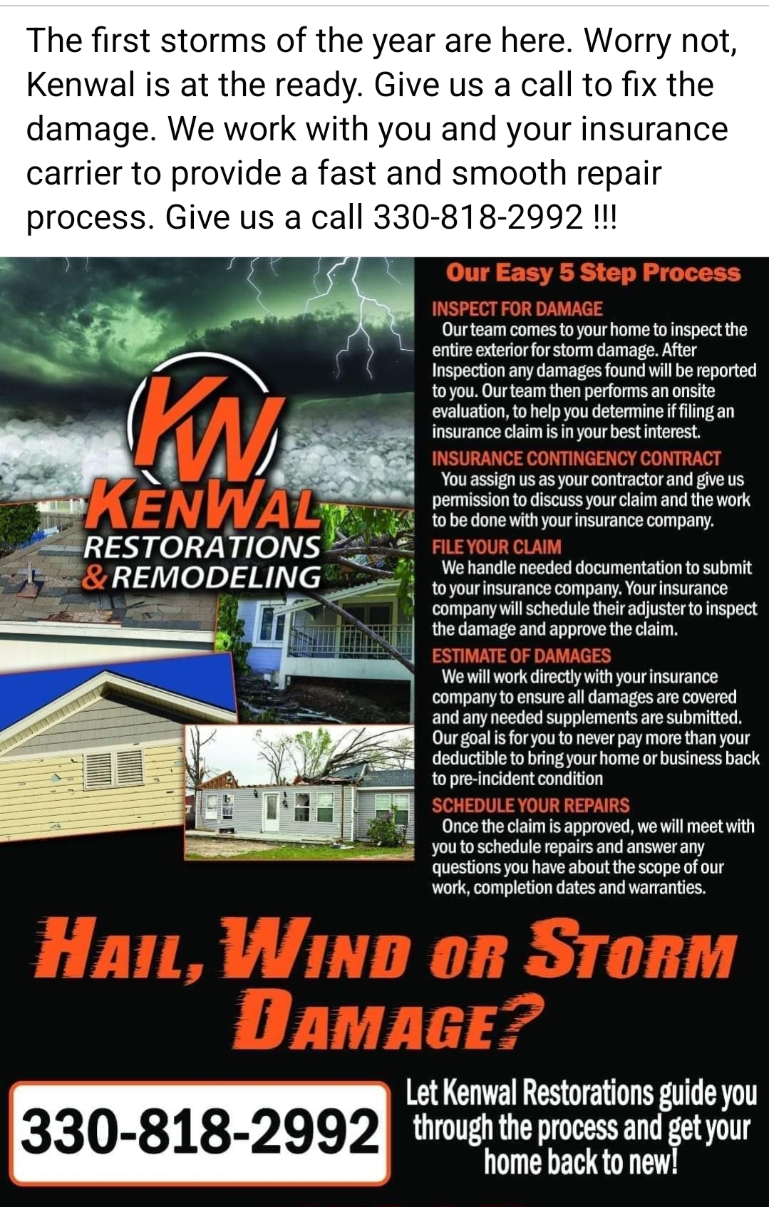 Kenwal Restorations & Remodeling LLC 5186 Unger Rd, Atwater Ohio 44201